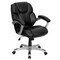 Flash Furniture 41.5&#x22; Black Mid-Back Leather Layered Executive Office Swivel Chair with Silver Nylon Base and Arms